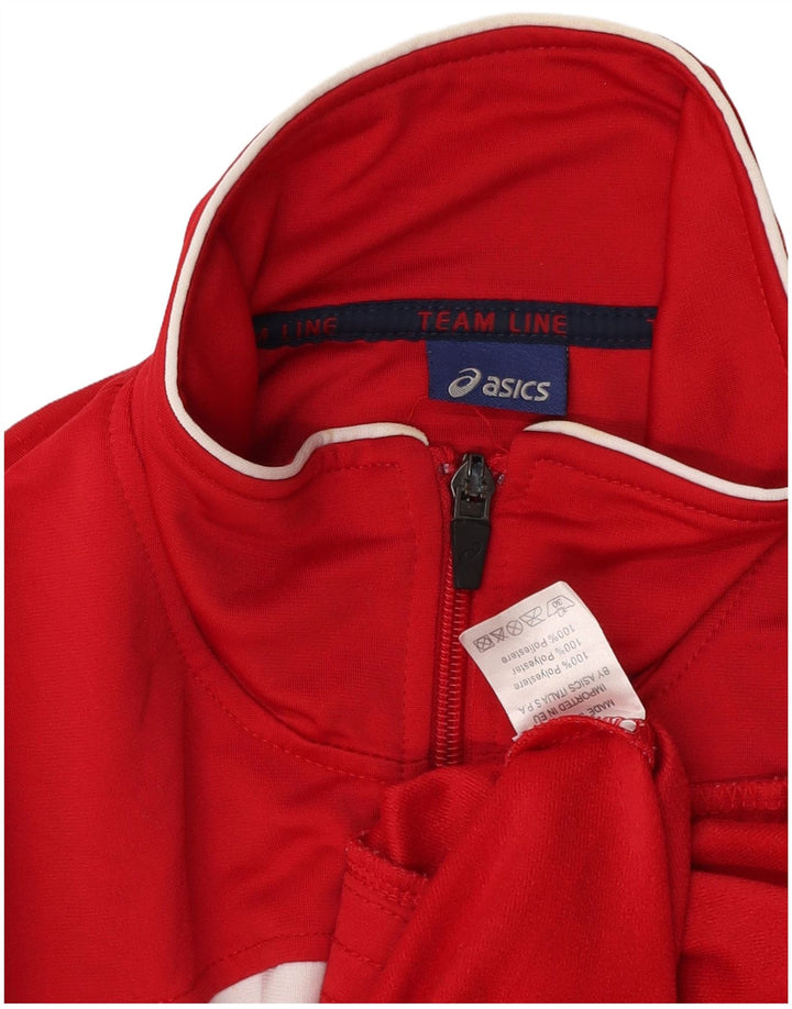 Giacca da tuta da uomo ASICS, giacca in poliestere color block rosso medio