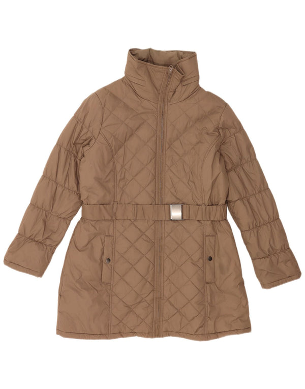 Marks & Spencer Abrigo acolchado con capucha para mujer UK 46 Large Marrón Poliamida