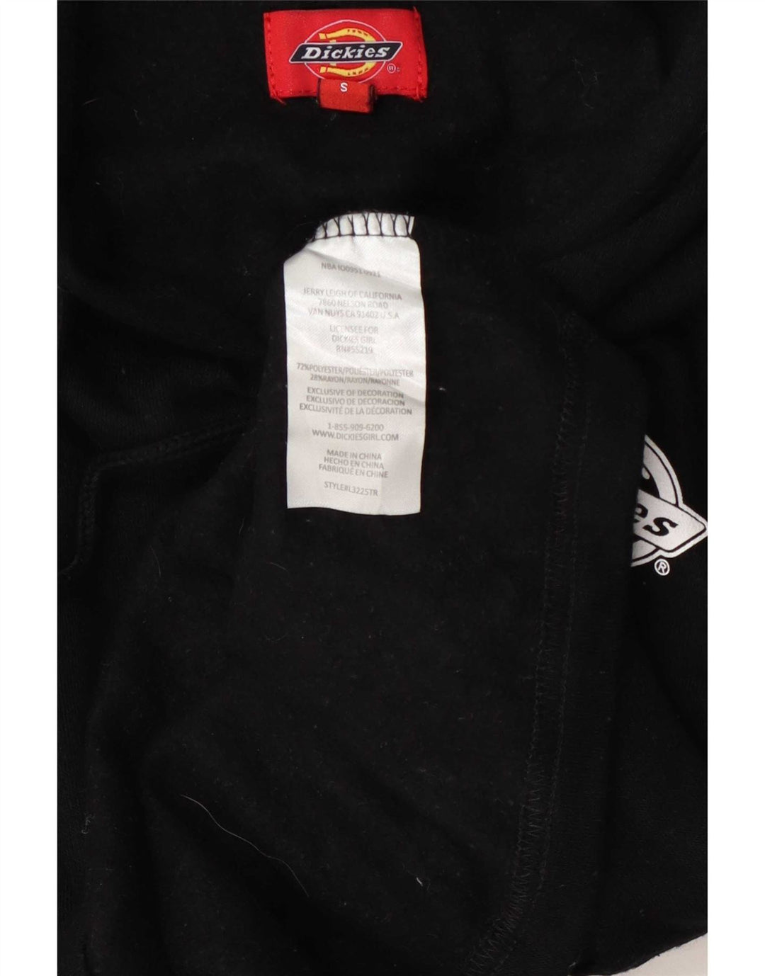 Dickies Womens Crop Oversized Hoodie Pullover UK 10 Small Schwarz Polyester