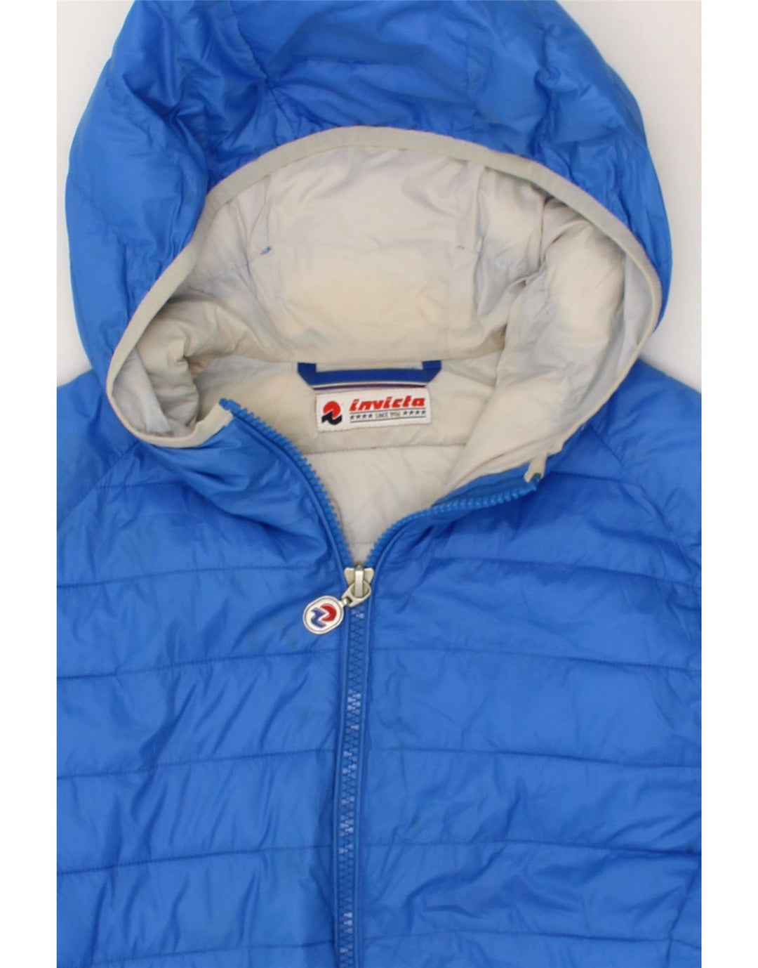 INVICTA Womens Hooded Padded Jacket UK 14 Large Blue Polyamide Vintage Invicta and Second-Hand Invicta from Messina Hembry 