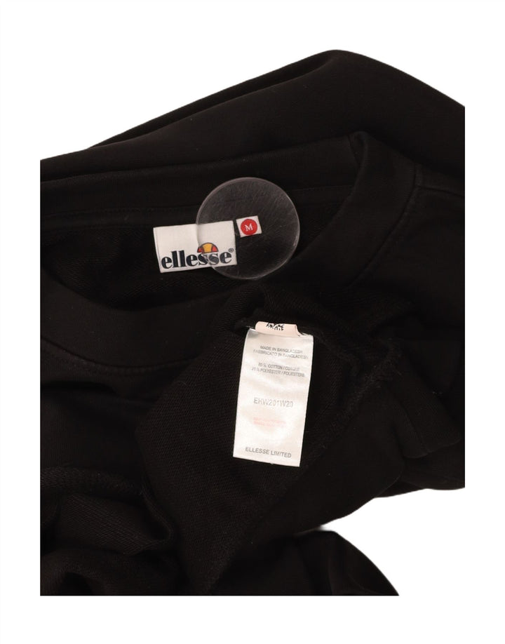 ELLESSE Womens Oversized Crop Graphic Sweatshirt Jumper UK 14 Medium Black