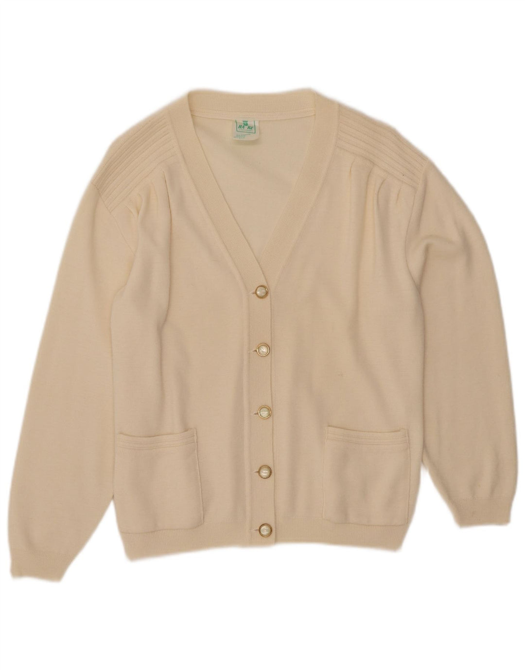 VINTAGE Womens Cardigan Sweater UK 12 Medium Beige