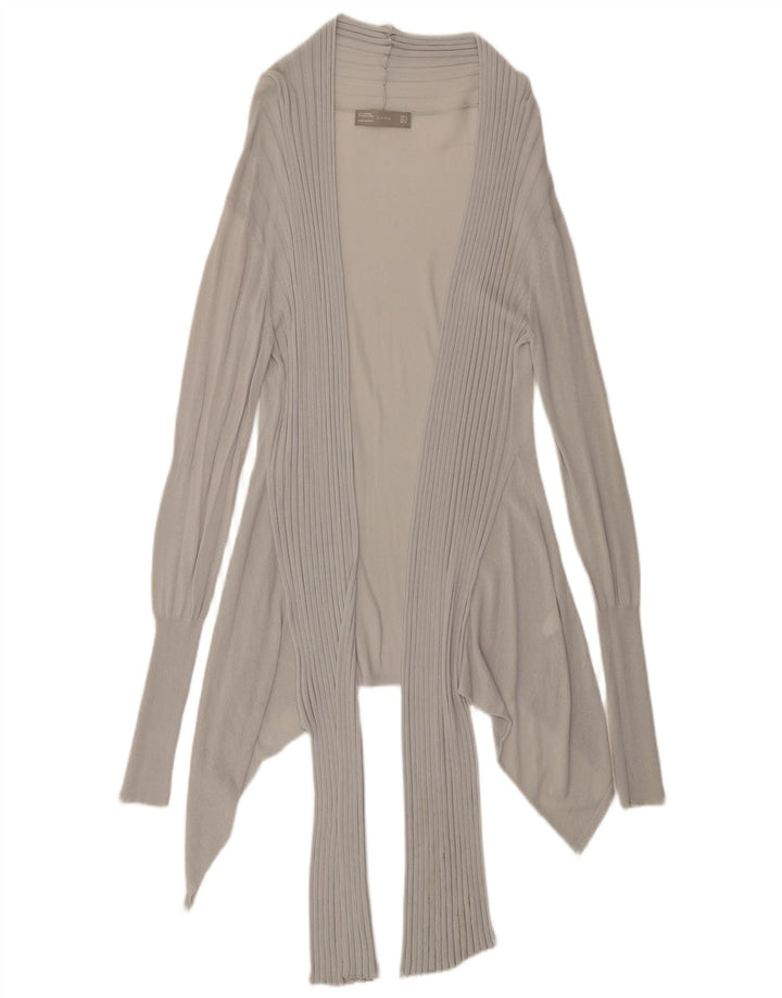 Zara Womens Longline See Through Cardigan Top UK 12 Medium Grey Viscose