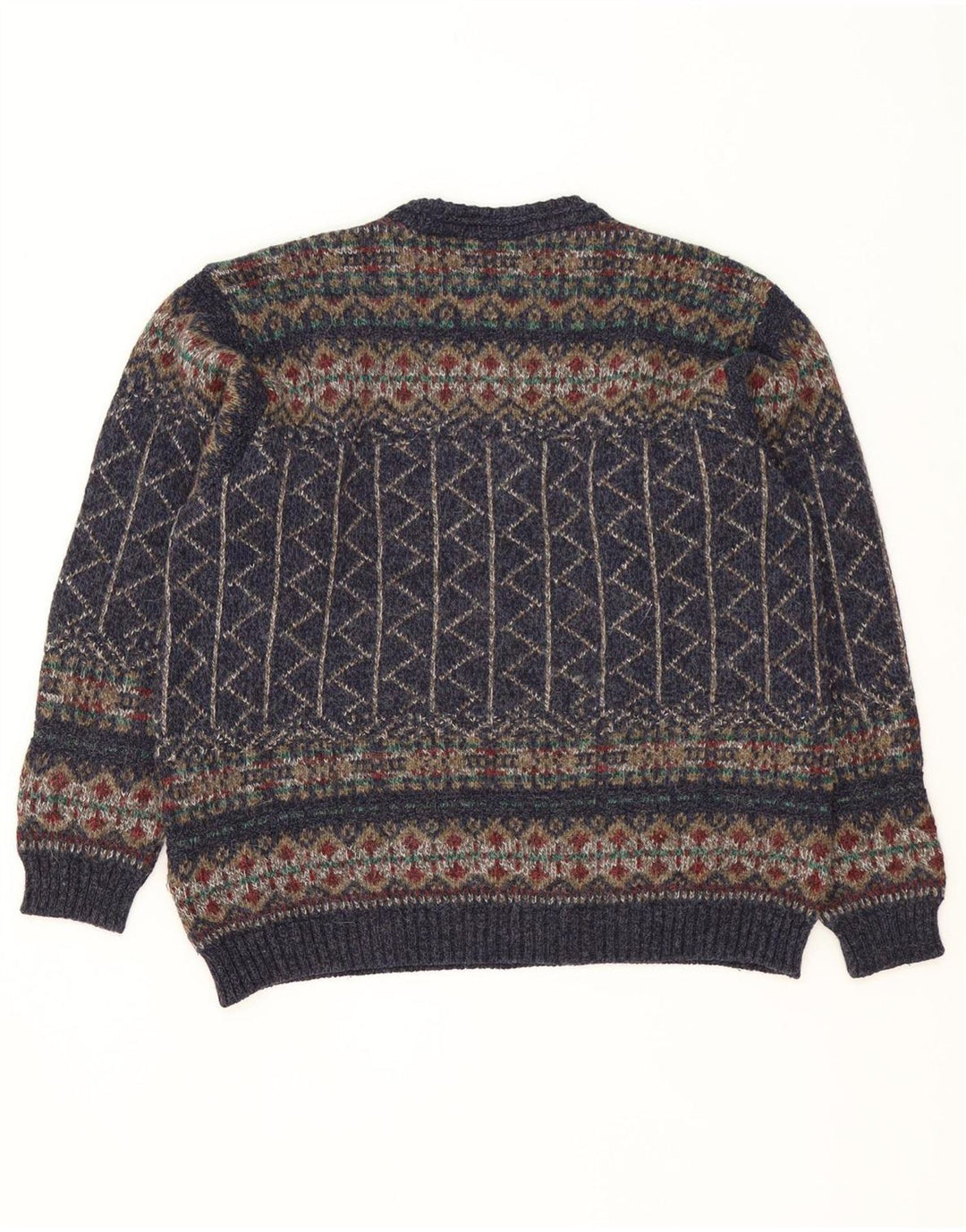 Marks & Spencer Mens Crew Neck Jumper Sweater Medium Navy Blue Fair Isle