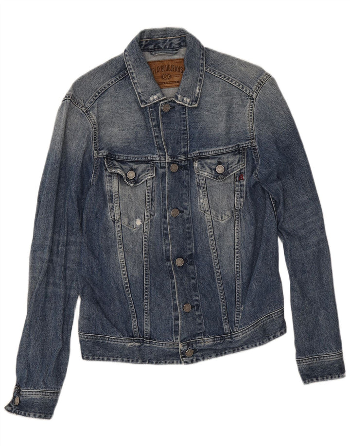 Replay Chaqueta Vaquera Desgastada para Mujer UK 44 Algodón Azul Medio