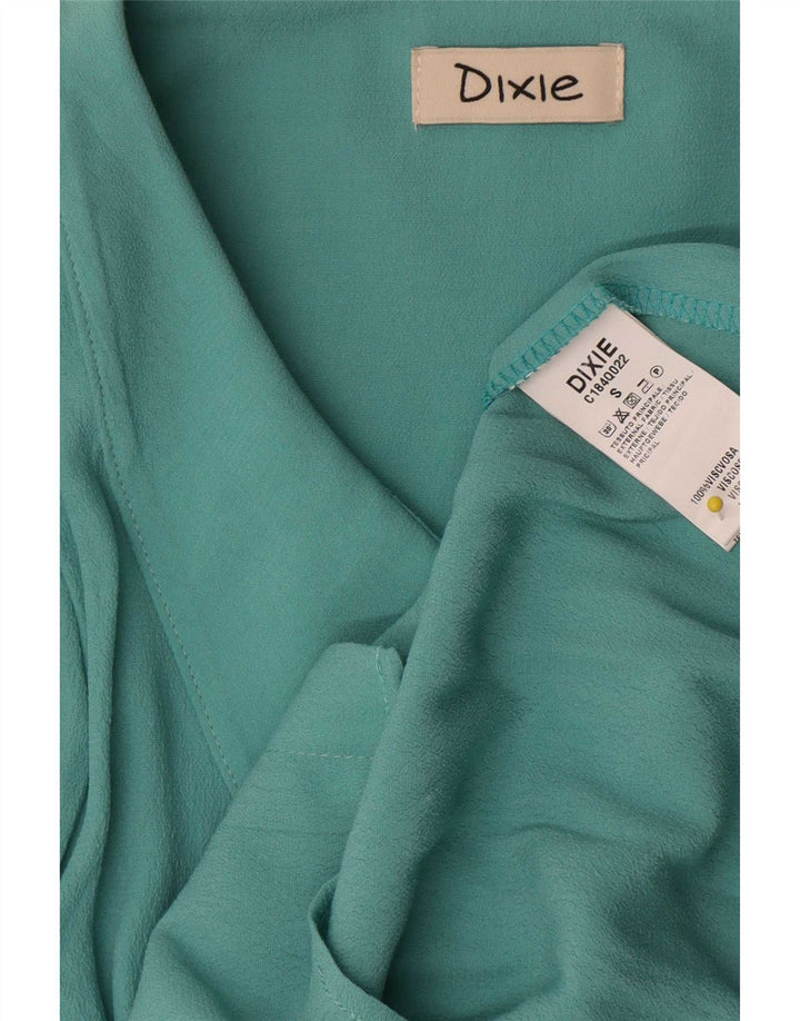 Vintage dameskjorte bluse UK 10 Lille blå viskose