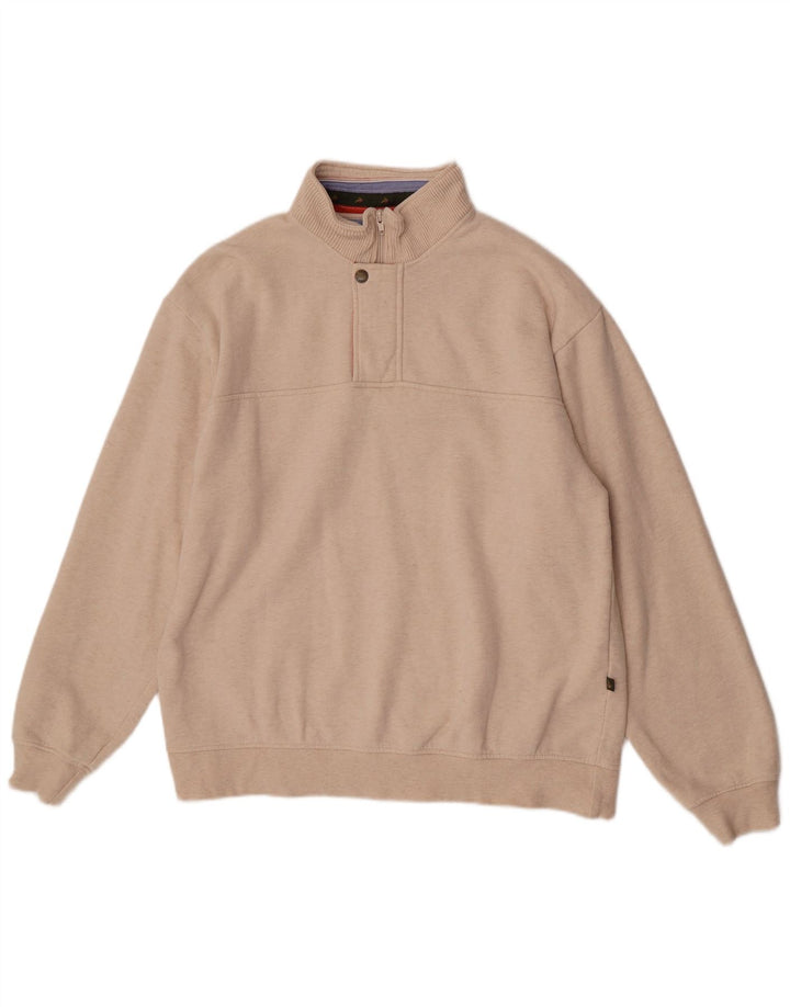 Orvis Mens Zip Neck Sweatshirt Jumper Large Beige Flecked Cotton