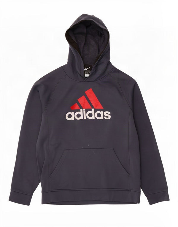 Adidas női Climawarm grafikus kapucnis pulóver UK 14/16 nagy szürke poliészter