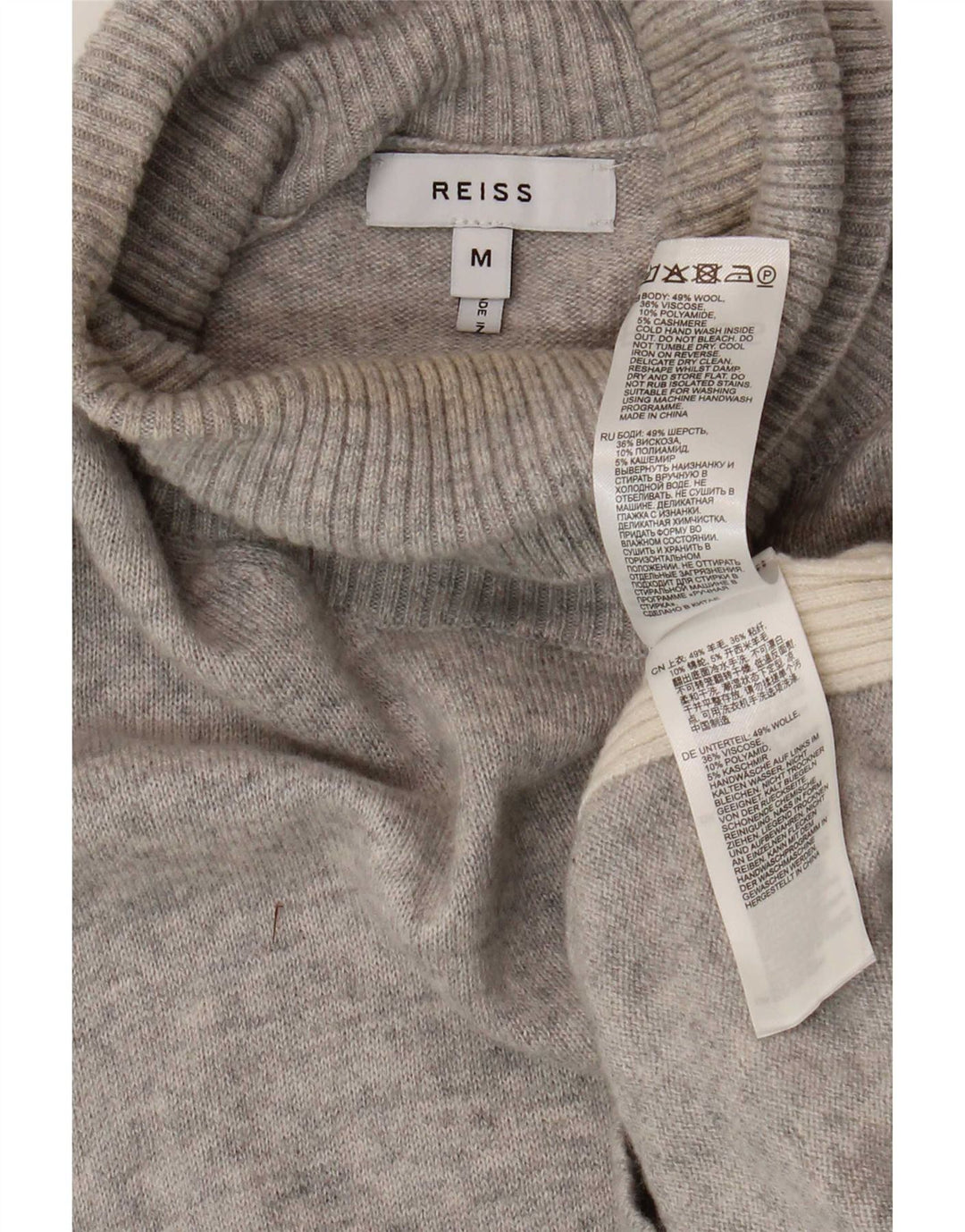 Reiss Herre Rullehals sweater Medium Grå Colourblock Uld