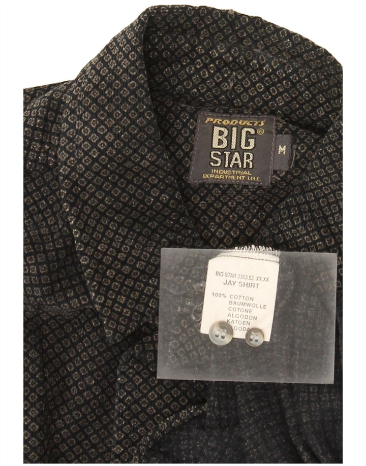 Big Star Mens Shirt Medium Black Geometric Cotton