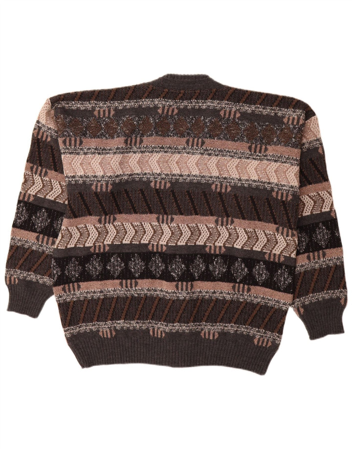 Angelo Litrico Mens Cardigan Sweater Medium Multicoloured Geometric Wool