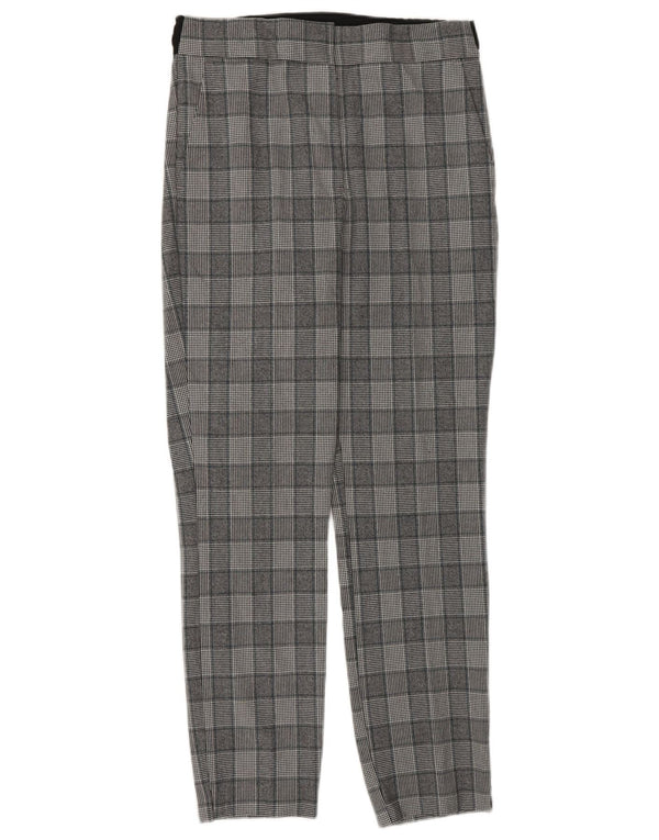 Pantaloni casual slim pentru femei Zara UK 8 Mici L26 L26 Gri în carouri Clasici