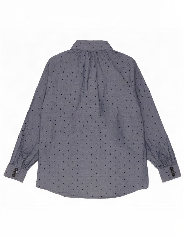 Massimo Dutti Womens Shirt Blouse EU 40 Medium Blue Geometric Cotton