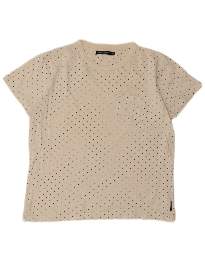 French Connection Herre T-Shirt Top Medium Off White Plettet