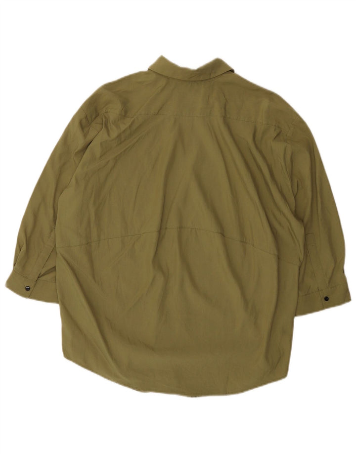Zara Womens 3/4 Sleeve Oversized Pullover Shirt UK 6 XS Khaki Lyocell