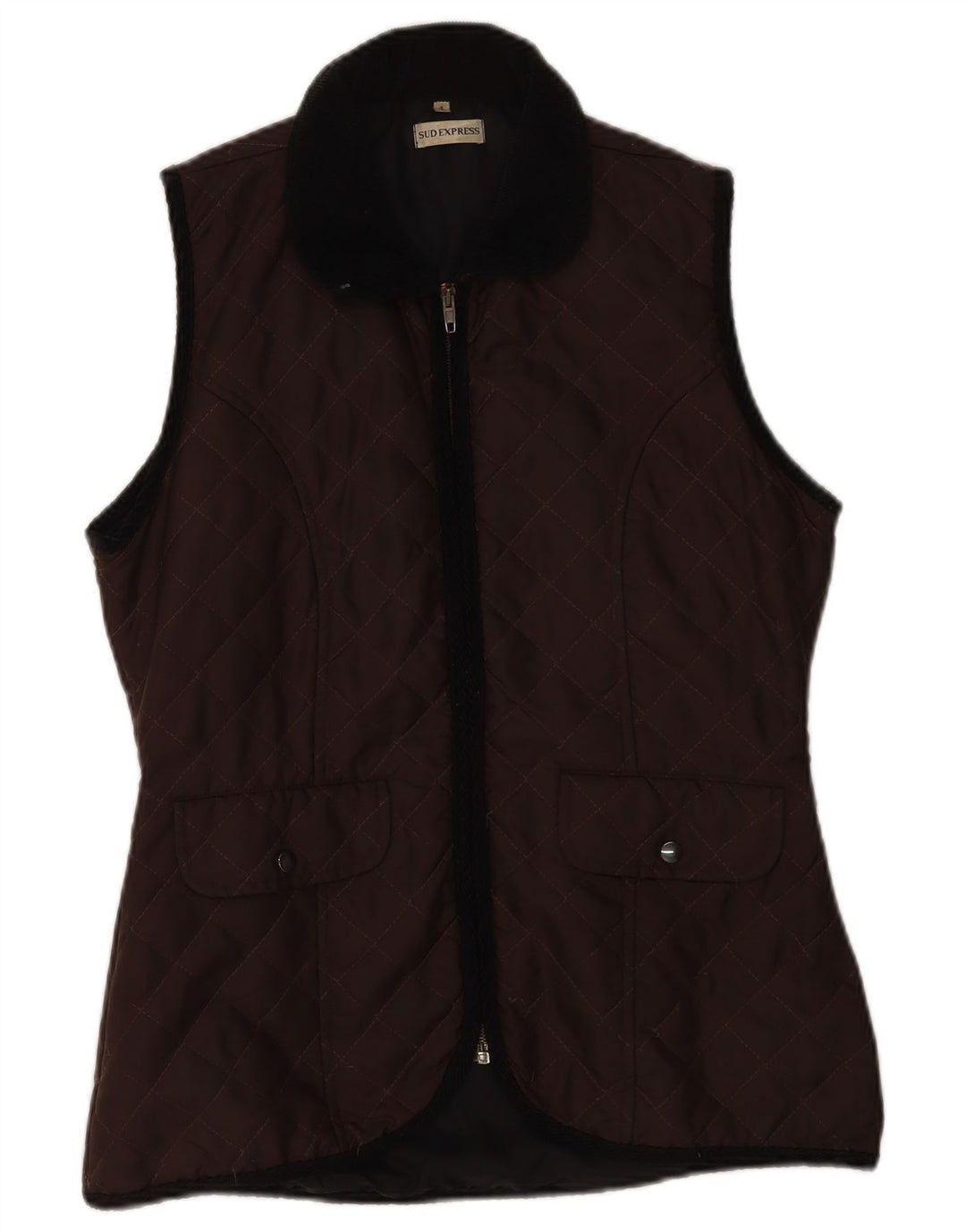 Sud Express Womens Quilted Gilet UK 14 Medium Brown Nylon