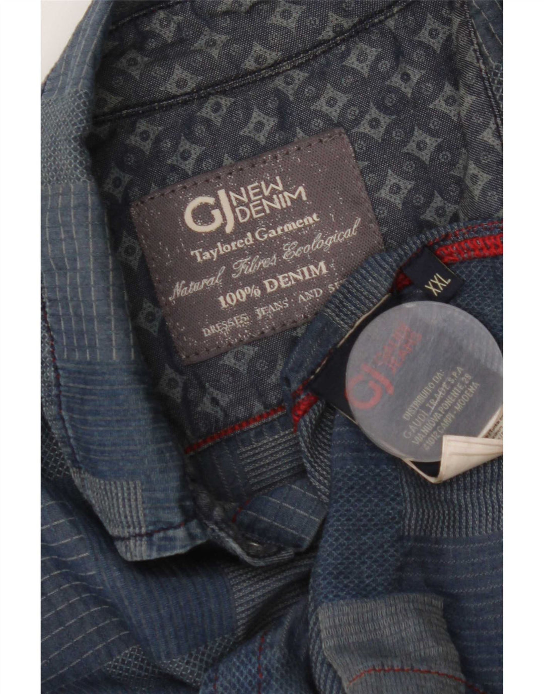 Gaudi Herrenhemd 2XL Blau Patchwork Baumwolle