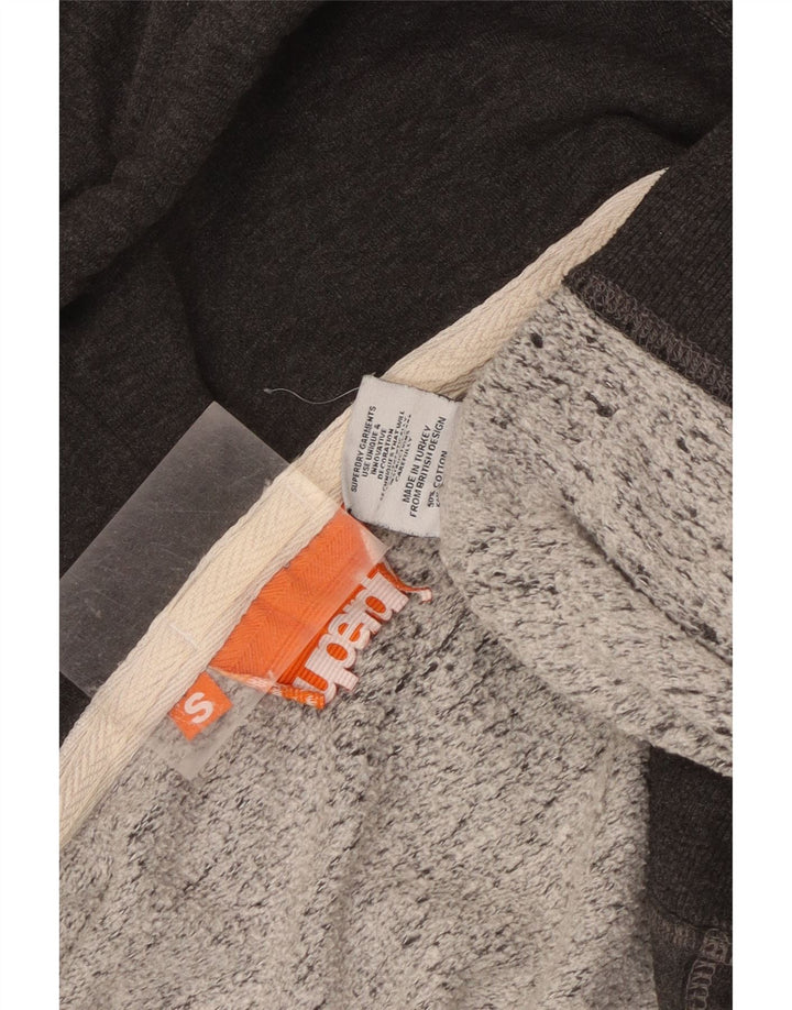 Maglione con cappuccio e zip da uomo Superdry piccolo in cotone grigio