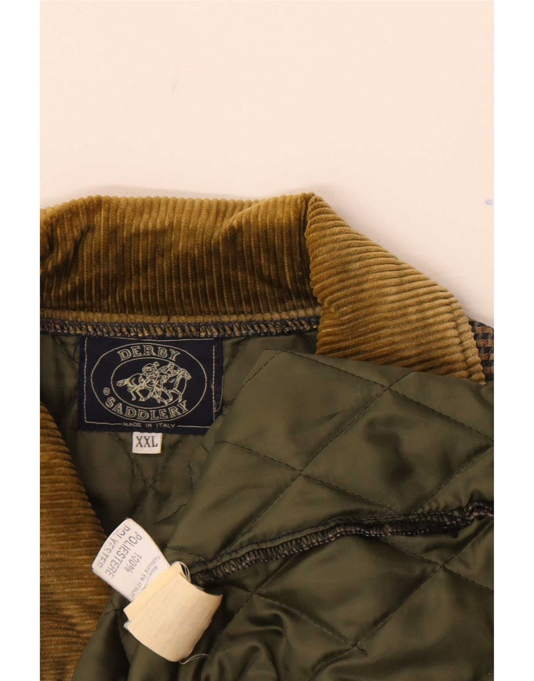 Vintage Mens Quilted Jacket UK 44 2XL Brown Houndstooth Polyester