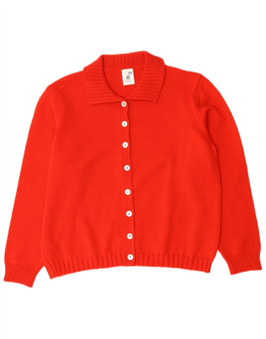 Vintage Womens Cardigan Sweater UK 14 Medium Red Merino Wool
