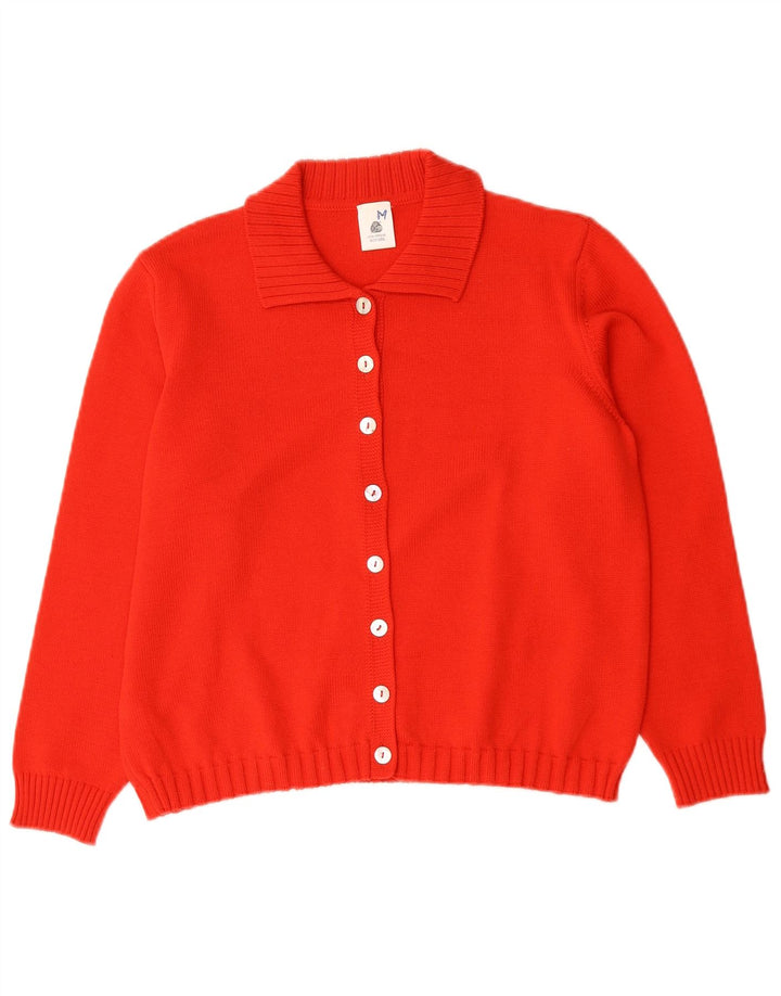 Vintage Womens Cardigan Sweater UK 14 Medium Red Merino Wool