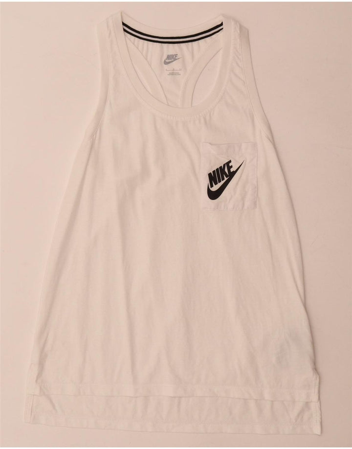 Nike Womens Graphic Vest Top UK 10 Small White Modal