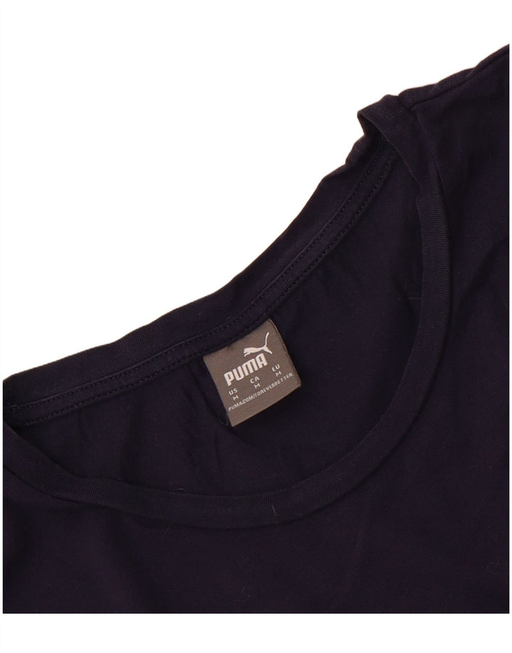 Puma Womens Graphic T-Shirt Top UK 12 Medium Navy Blue
