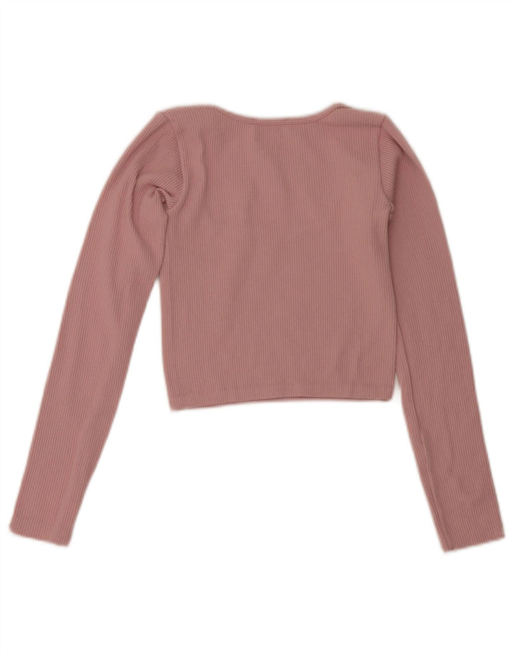 Zara Womens Crop Top Long Sleeve UK 4 XS Pink Polyamide