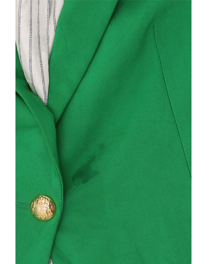 Zara Mujer Crop 1 Botón Blazer Chaqueta UK 40 XL Poliéster Verde