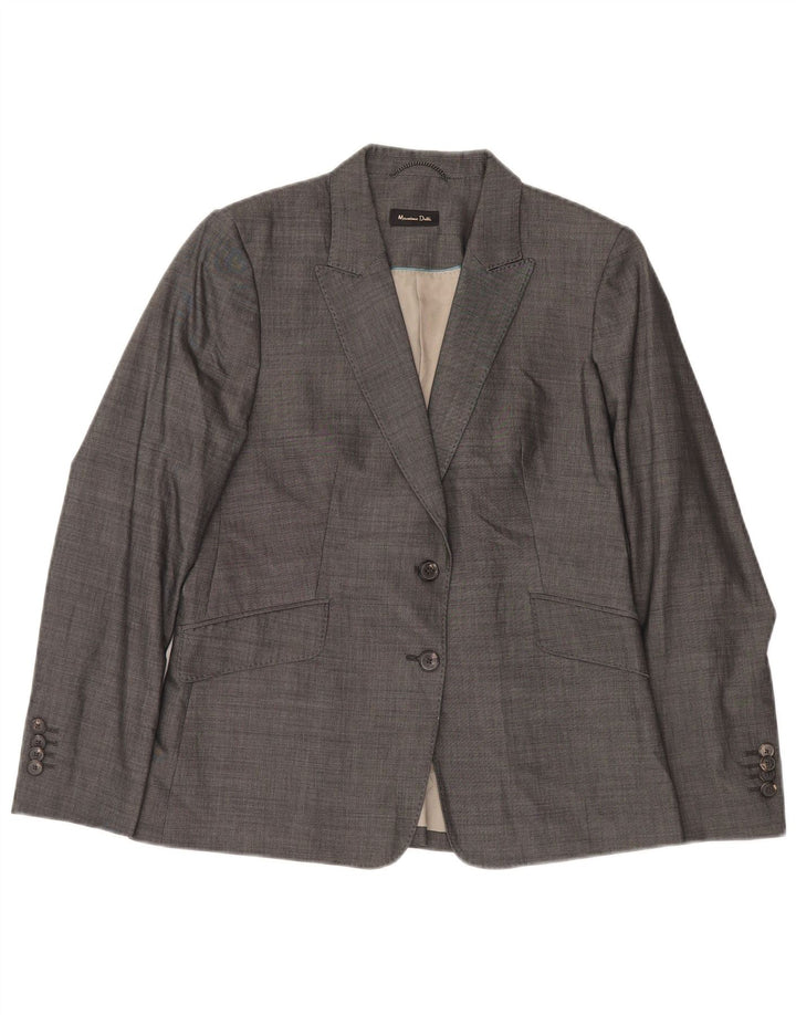 Massimo Dutti Womens 2 Button Blazer Jacket EU 42 Large Grey Cotton