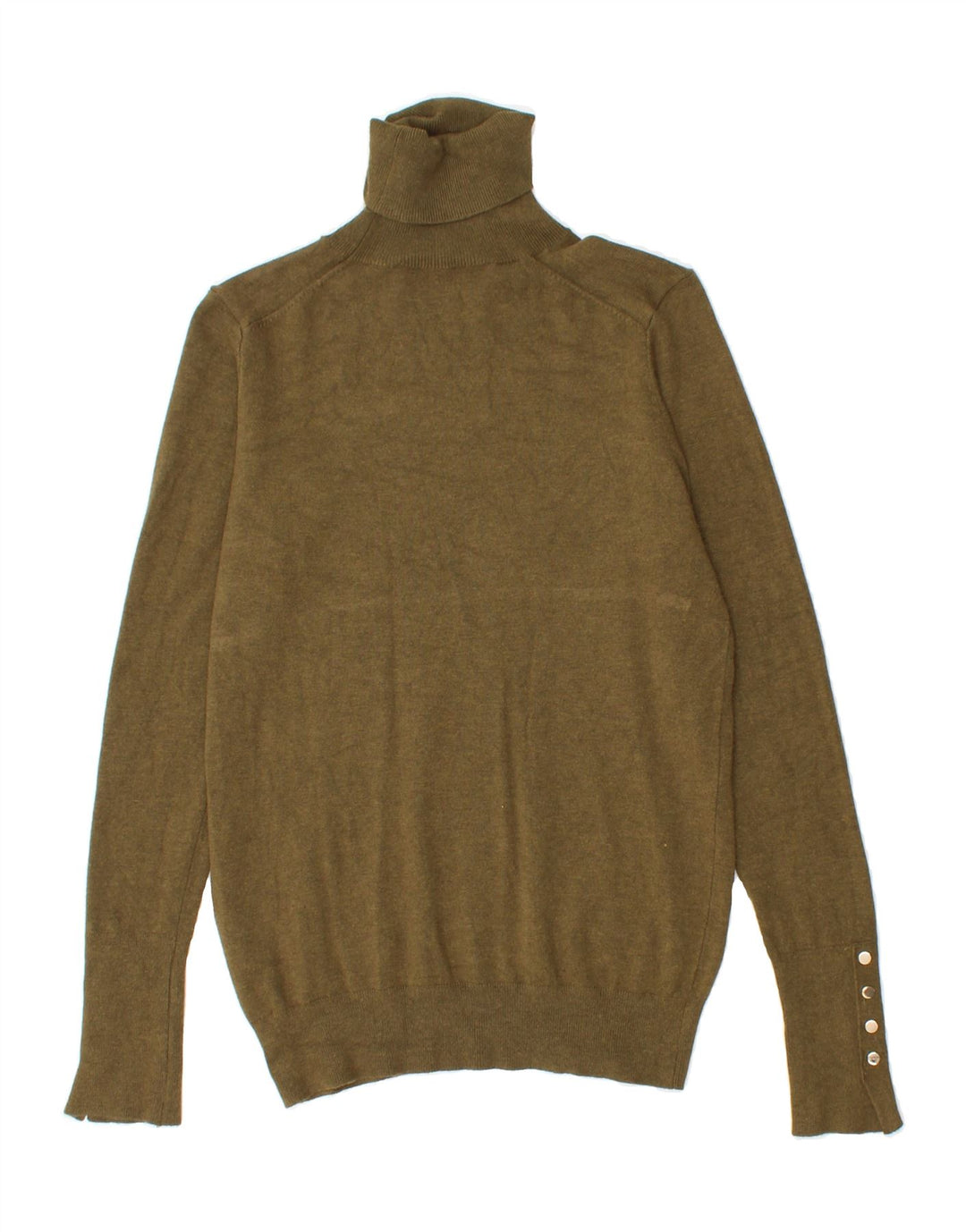 ZARA Womens Roll Neck Jumper Sweater UK 12 Medium Khaki Viscose Vintage Zara and Second-Hand Zara from Messina Hembry 