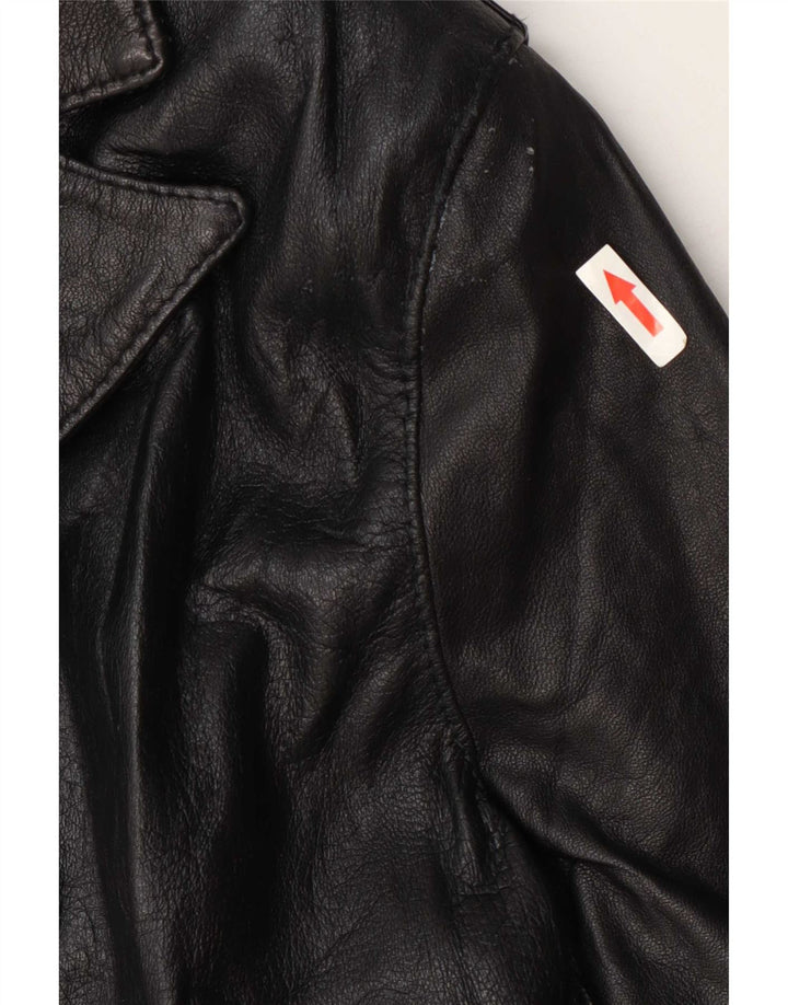 Vintage Womens Leather Coat UK 8 Small Black