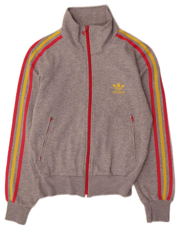 Adidas Женский спортивный костюм большого размера с графическим принтом, верхняя куртка UK 10, маленький серый