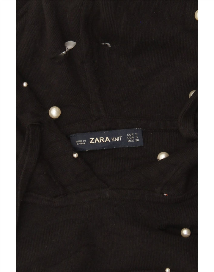 Zara Womens Hooded Oversized Jumper Sweater UK 10 Small Black
