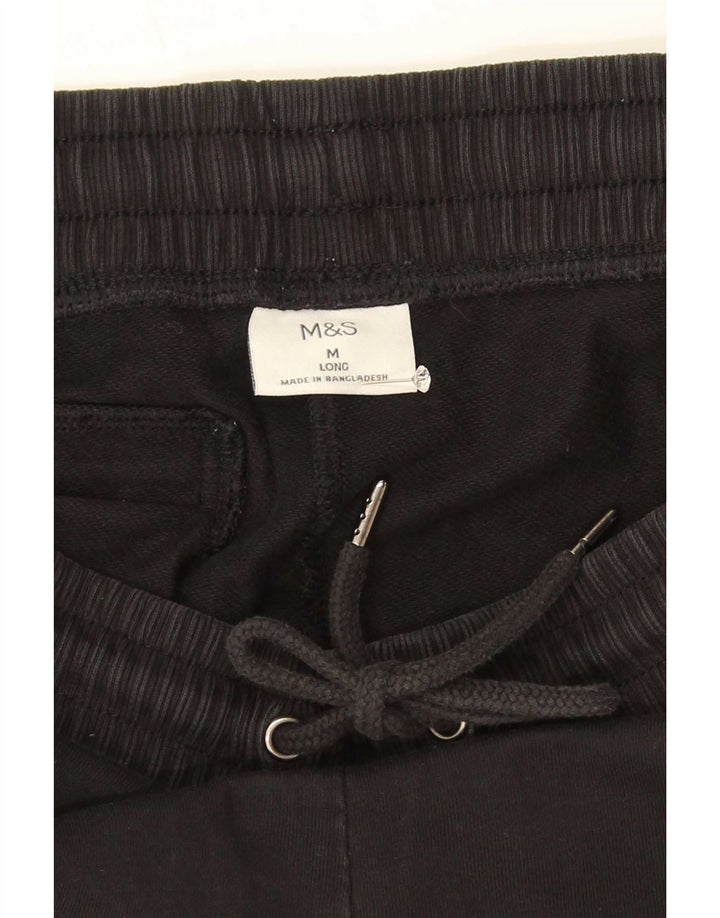 Calça de treino masculina Marks & Spencer de algodão preto médio