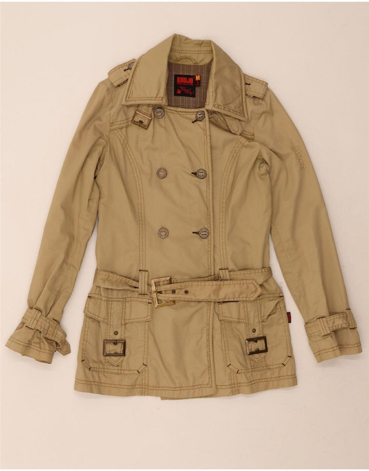 KHUJO Womens Double Breasted Trench Coat UK 14 Medium Beige Cotton Vintage KHUJO and Second-Hand KHUJO from Messina Hembry 