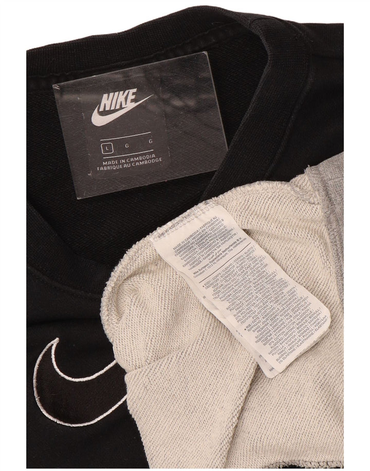 NIKE Womens Oversized Sweatshirt Jumper UK 16 Large Black Colourblock