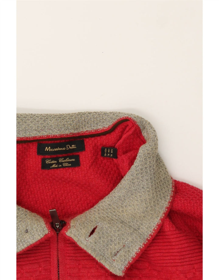 MASSIMO DUTTI Mens Button Neck Jumper Sweater XL Red Cotton Vintage Massimo Dutti and Second-Hand Massimo Dutti from Messina Hembry 