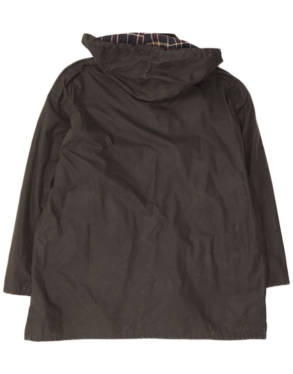 Giacca da uomo in cotone cerato con cappuccio vestibilità ampia MC Orvis UK 40 grande nera