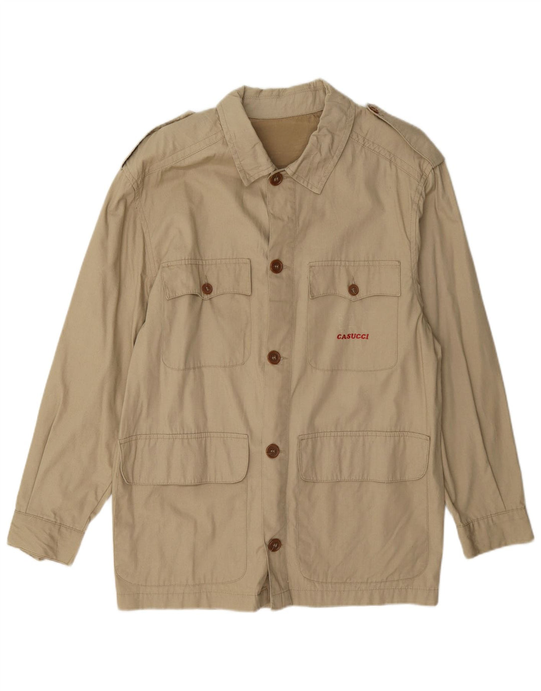 Casucci Mens Military Jacket IT 46 Small Beige Cotton