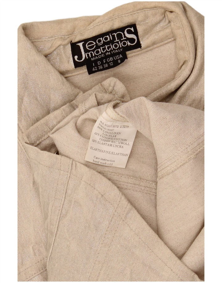 Jegains Mattiolo Womens Bomber Jacket UK 12 Medium  Beige Linen