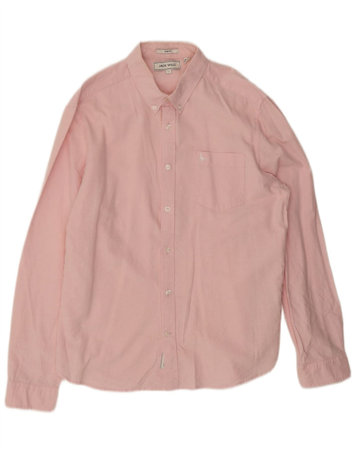 Jack Wills Mens Slim Fit Shirt Large Pink Cotton