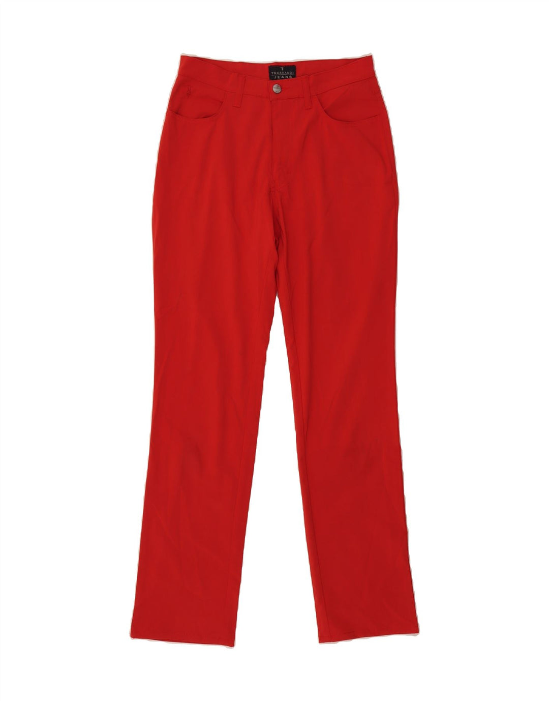 TRUSSARDI Womens Slim Casual Trousers W28 L31 Red Polyamide Vintage Trussardi and Second-Hand Trussardi from Messina Hembry 