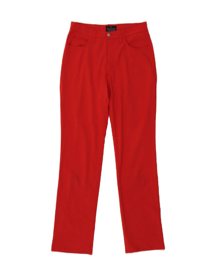 TRUSSARDI Womens Slim Casual Trousers W28 L31 Red Polyamide Vintage Trussardi and Second-Hand Trussardi from Messina Hembry 
