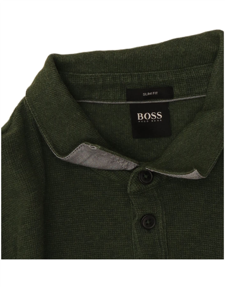 Hugo Boss Mens Long Sleeve Polo Shirt Large Green