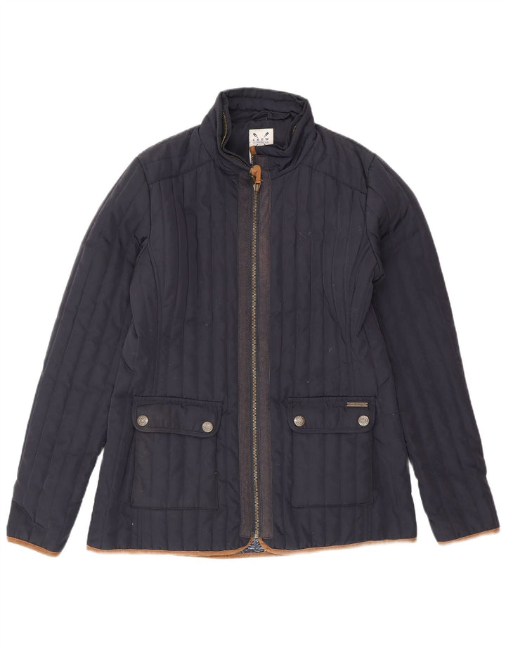 Crew Clothing Womens Padded Jacket UK 10 Small Navy Blue Polyester