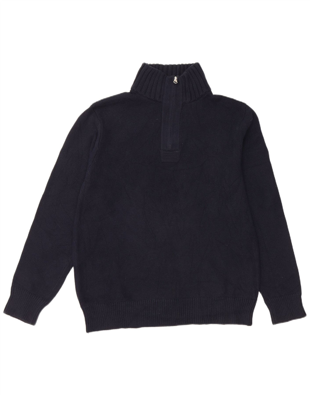J. CREW Mens Zip Neck Jumper Sweater Large Navy Blue Cotton