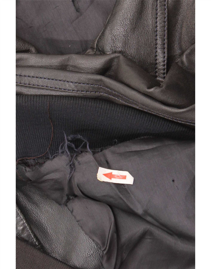 Chaqueta de cuero vintage para hombre IT 50 Medio Negro