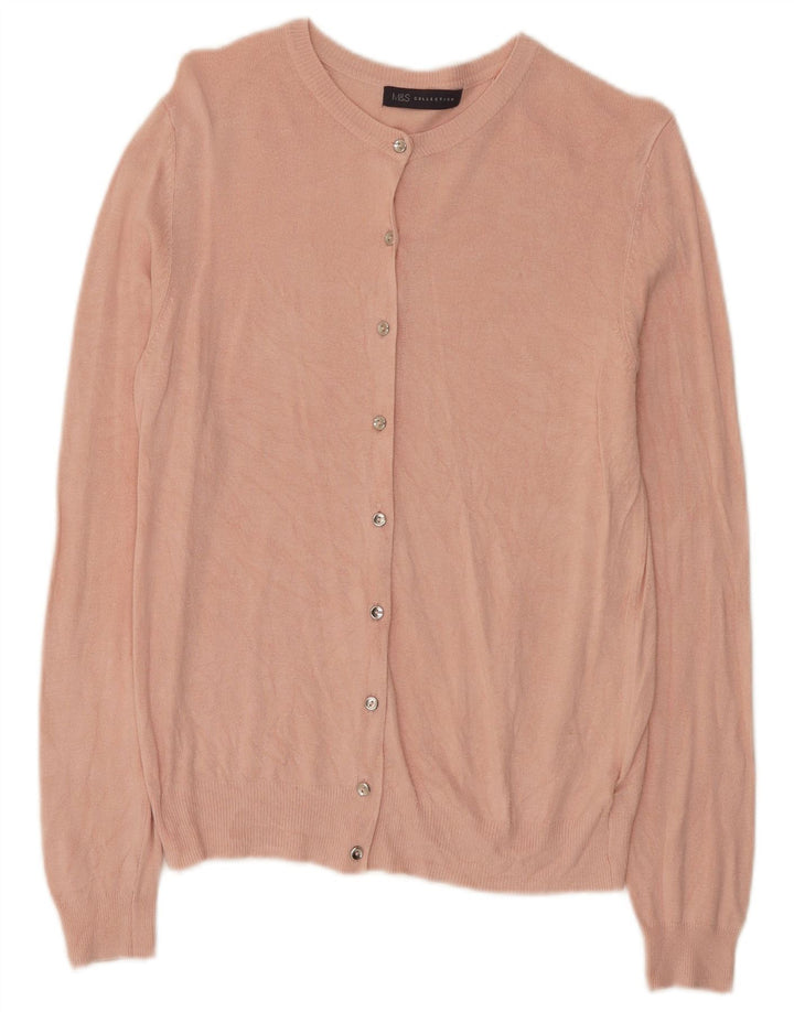 Marks & Spencer Womens Cardigan Sweater UK 10 Small  Pink Viscose