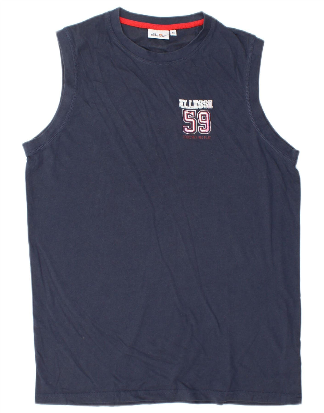 Ellesse Mens Graphic Vest Top Medium Navy Blue Cotton